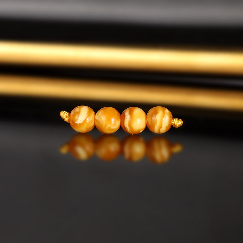 天然俄料云端老蜡散珠5mm 2972号 妖花古董蜜蜡配珠隔珠