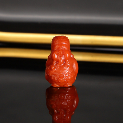 天然瓦西南红财神散珠配珠 宽13.1x长19.7x厚12.2mm C10 背云隔珠