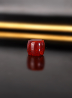 原矿天然川料南红直切散珠 直径10x8.5mm 436号 牛血火焰红配珠