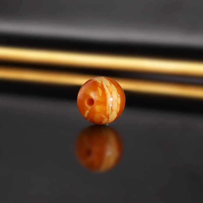 天然老蜜蜡单珠LLY35 直径13.7mm 收藏俄料古董老蜡散珠满蜜满蜡