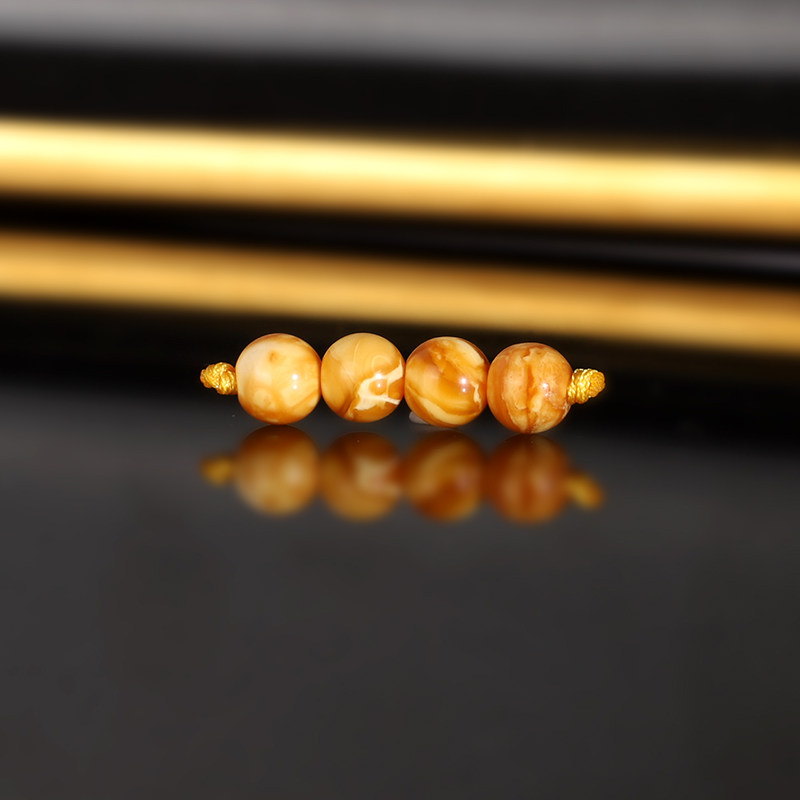 天然俄料云端老蜡散珠5mm 2961号 妖花古董蜜蜡配珠隔珠