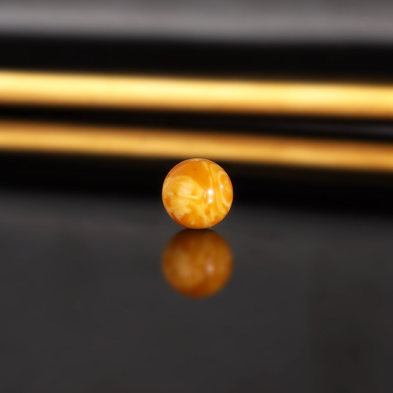 天然云端老蜡2312号 直径8.2mm 红皮满蜡俄料古董老蜜蜡配珠散珠