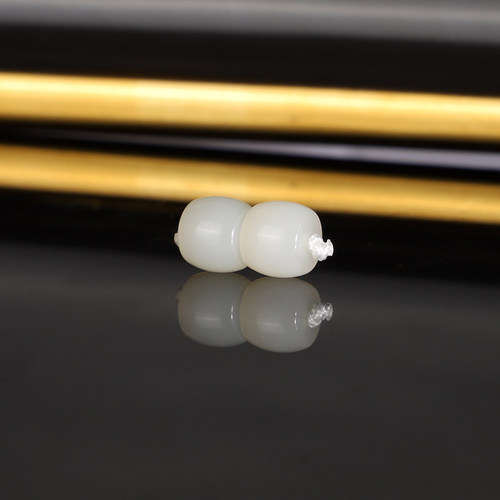天然新疆和田玉直切散珠7mm 3423号 羊脂玉白玉配珠隔珠 一物一图