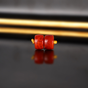 原矿天然瓦西南红直切散珠10x6.4mm ZGH5 火焰红南红配珠隔珠