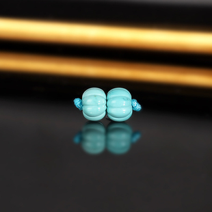 原矿天然绿松南瓜珠散珠6.3x4.5mm 2449号 高瓷蓝干净少铁线 配珠