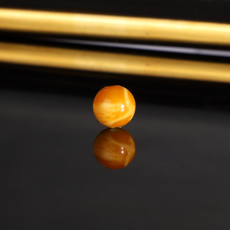 天然俄料老蜡散珠8mm 3152号 古董老蜜蜡橘色配珠隔珠 一物一图