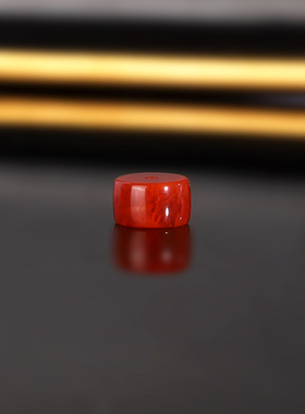 原矿川料火焰红南红直切散珠 直径9.1x5.4mm378号 毕业级隔珠配珠