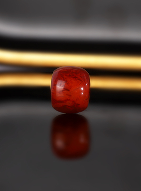 原矿天然南红老型散珠 1192号 13.7x11.5mm 牛血火焰红配珠隔珠