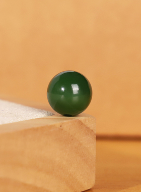 天然俄料碧玉老坑料圆珠直径11mm385号 高货菠菜绿和田玉深绿配珠