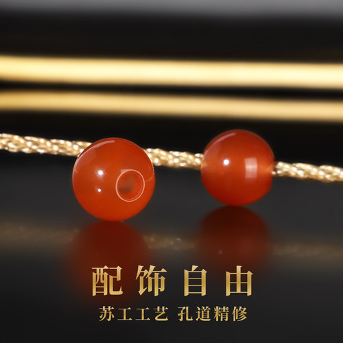 保山南红河湾冰红散珠大孔珠 精修孔道 荧光南红玛瑙配珠配珠单珠