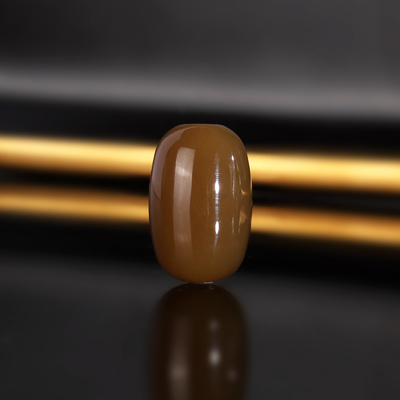 天然新疆和田玉糖料桶珠散珠 2号 宽12.7x长19.3mm 且末糖配珠