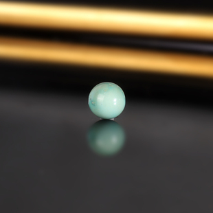 原矿天然绿松石散珠6mm 2216号 高瓷蓝绿湖北十堰绿松配珠