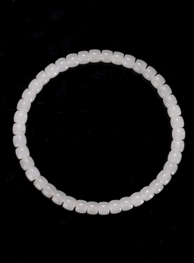 天然新疆于田料和田玉直切手串5x4mm 4号 羊脂白玉手链珠串