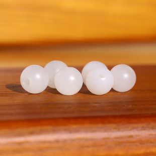 远廷 新疆和田白玉散珠大孔珠配饰单珠 圆珠配珠哑光羊脂白玉油润