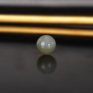 天然新疆且末蓝糖散珠10mm 1944号 羊脂玉带糖色和田玉配珠隔珠