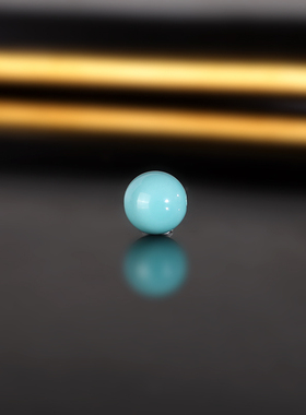 天然高货湖北绿松散珠 524号 6.9mm 高瓷蓝 干净配珠隔珠单珠