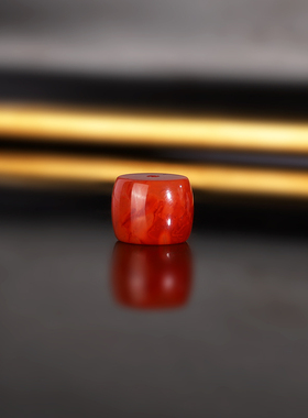 原矿天然川料南红直切散珠 直径10.8x8.5mm 394号 妖花火焰红配珠