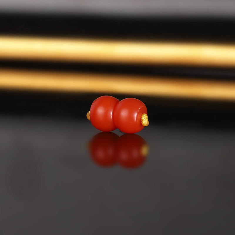 天然保山南红隔珠6.5x4.7mm 1542号 毕业级 精工微红南红配珠散珠