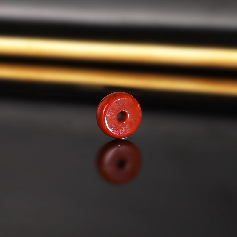 川料南红隔珠 直径10.4x4.7mm 824号 大孔珠 牛血火焰红配珠散珠