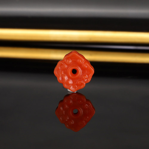 天然瓦西南红背云四方祥云回纹散珠配珠对孔13.5x厚度4.5mm3038号