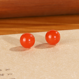 毕业级樱桃红单珠半孔珠11mmT02 镶嵌专用珠 联合料南红散珠圆珠