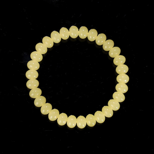 天然新疆若羌黄口隔珠手串8mm 61号 高货毕业级鸡油黄算盘珠手链