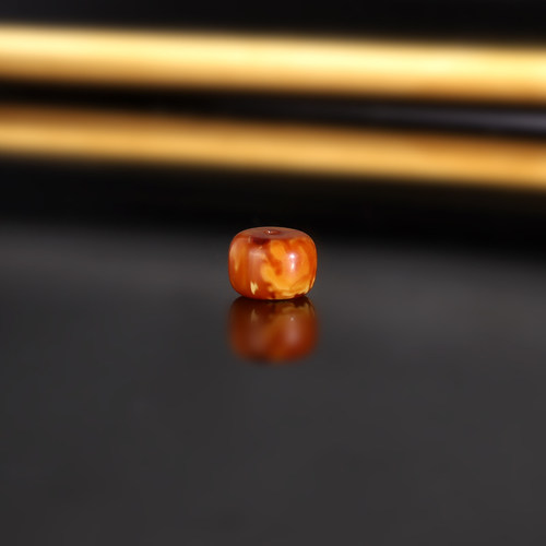 天然云端老蜡妖花老型珠 直径6.3x4.6mm2217号虎皮纹古董蜜蜡配珠