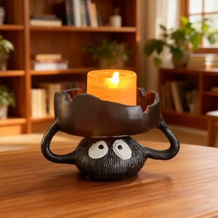 宫崎骏动漫小煤球烛台装饰品摆件烛光餐桌香薰蜡烛浪漫氛围灯布置