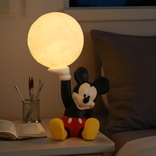 卡通米奇小夜灯卧室睡眠灯儿童房间床头灯氛围感桌面摆件月球台灯