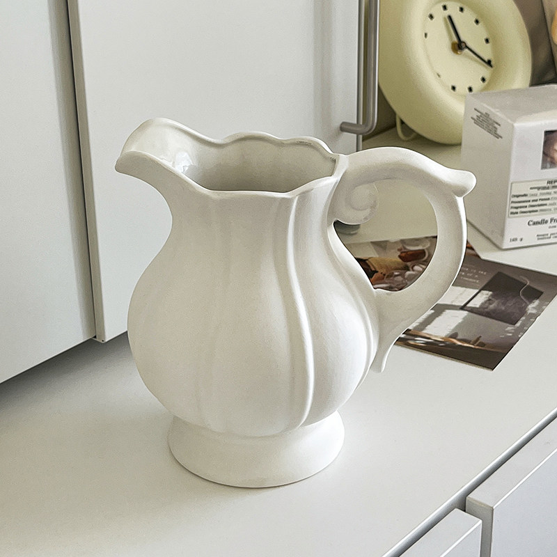 ins侘寂风陶瓷花瓶摆件客厅插花水培水养鲜花水提壶高级感装饰品