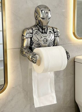 创意高颜值钢铁侠卷纸架壁挂式厕所卫生间创意装饰品壁挂式纸巾盒