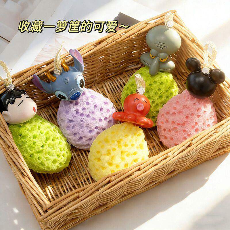 卡通人物沐浴球柔软蜂窝浴花球儿童宝宝洗澡起泡海绵不散搓澡耐用