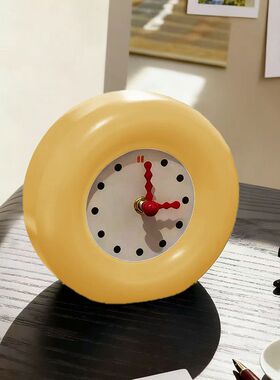 简约多巴胺黄色卧室床头静音钟表