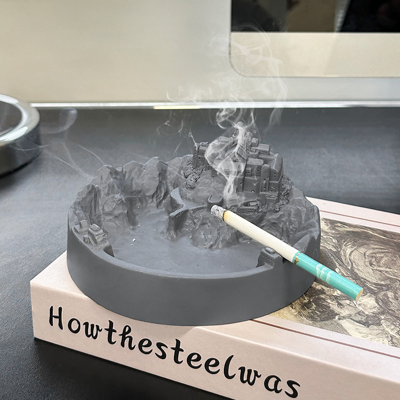 高级感现代简约烟灰缸客厅家用创意个性潮流防风防飞烟灰装饰摆件