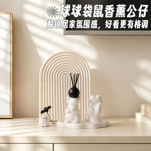 撞球袋鼠无火香薰摆件装饰小摆设