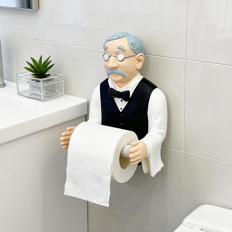 创意老管家厕所纸巾架卷纸器卫生间纸巾卷纸筒置物挂架壁式免打孔,家庭/个人清洁工具,卷纸器/纸巾架,淘宝优惠券,粉丝福利购,淘宝优惠卷