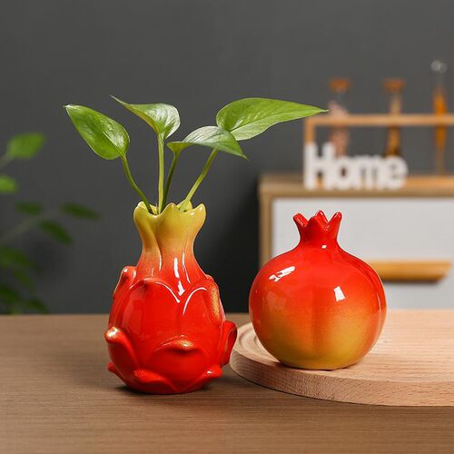 火龙果陶瓷小花瓶摆件客厅插花水培养绿植办公室桌面情绪稳定装饰 - 封面