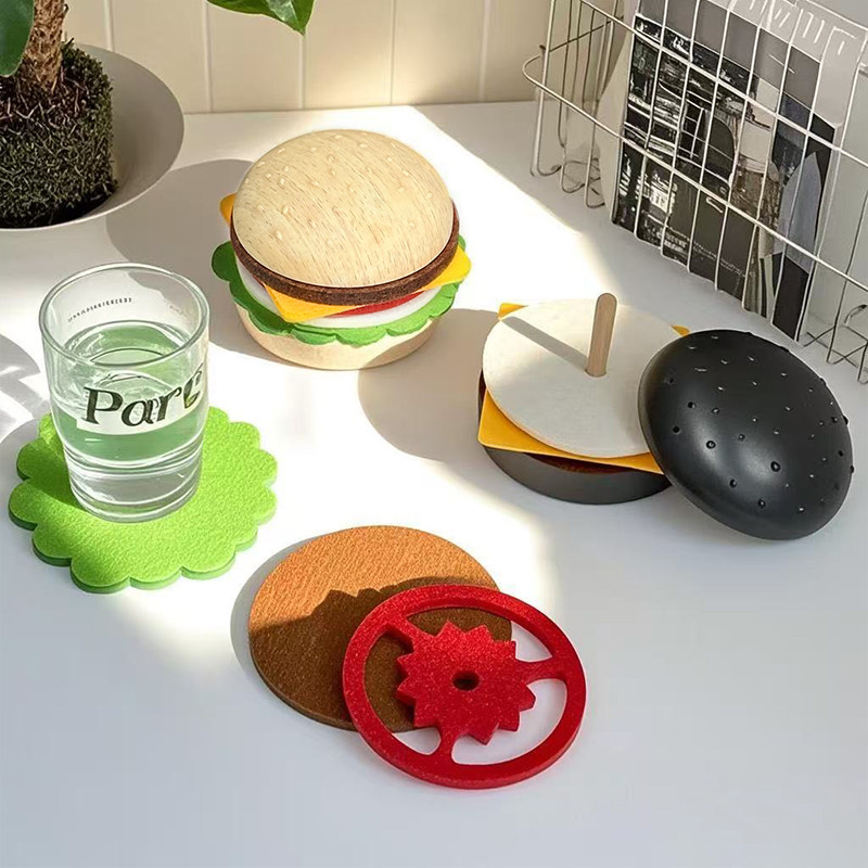 可爱汉堡杯垫耐高温餐垫咖啡杯隔热垫创意分层设计防滑马克杯装饰,餐饮具,杯垫,淘宝优惠券,粉丝福利购,淘宝优惠卷