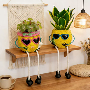 创意菠萝造型花盆可爱卡通太阳镜植物盆栽桌面家居阳台装饰品摆件