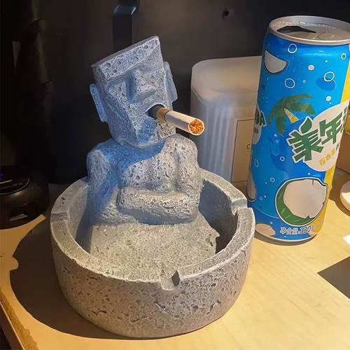 创意摩艾石像烟灰缸家用客厅