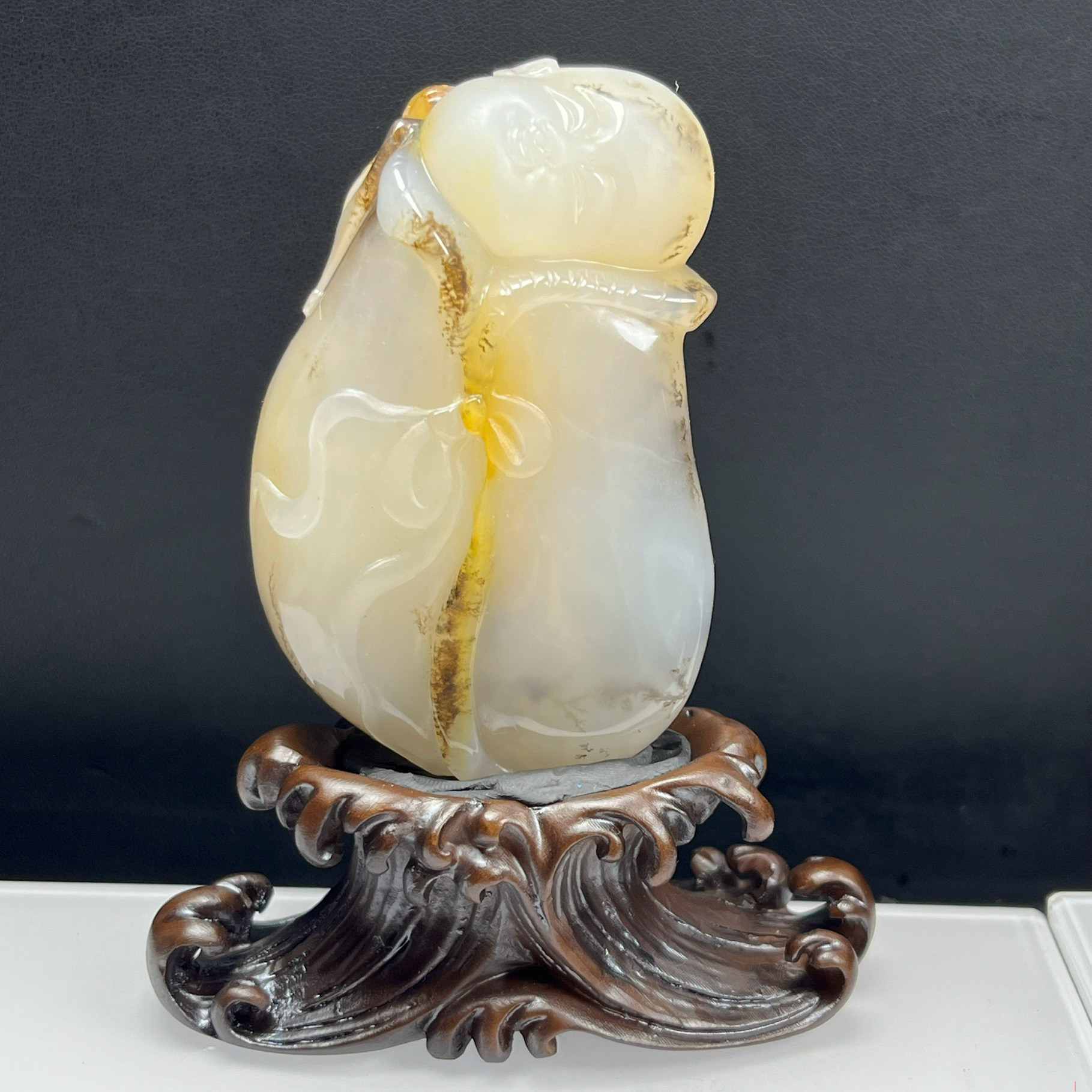 瑞皇翠 天然玉石云南黄龙玉精品珠宝草花童子手玩件摆件送礼证书