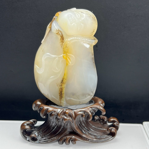 瑞皇翠 天然玉石云南黄龙玉精品珠宝草花童子手玩件摆件送礼证书