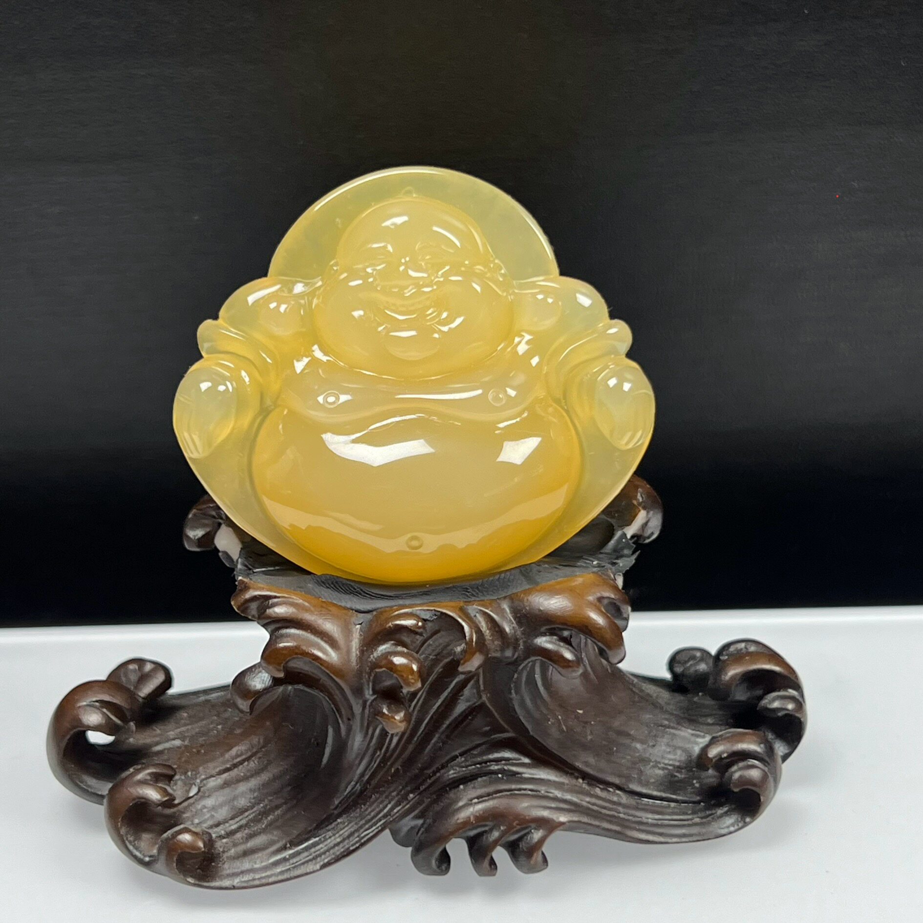 天然玉石精品珠宝缅料黄龙玉大富大贵佛吊坠玉佩毛衣链玉坠送礼图片