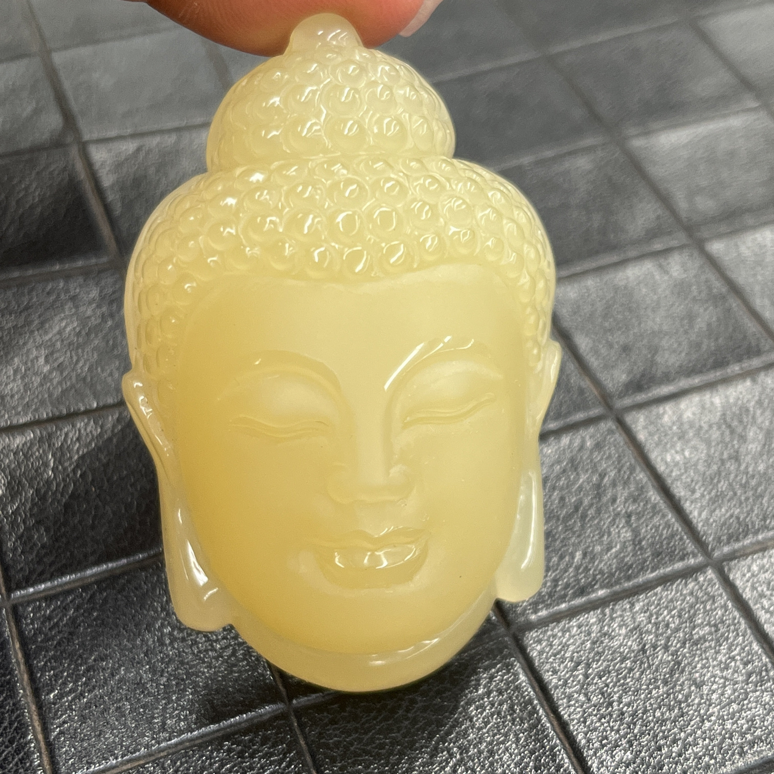 瑞皇翠 天然玉石精品珠宝缅料黄龙玉佛头吊坠毛衣链玉佩送礼证书