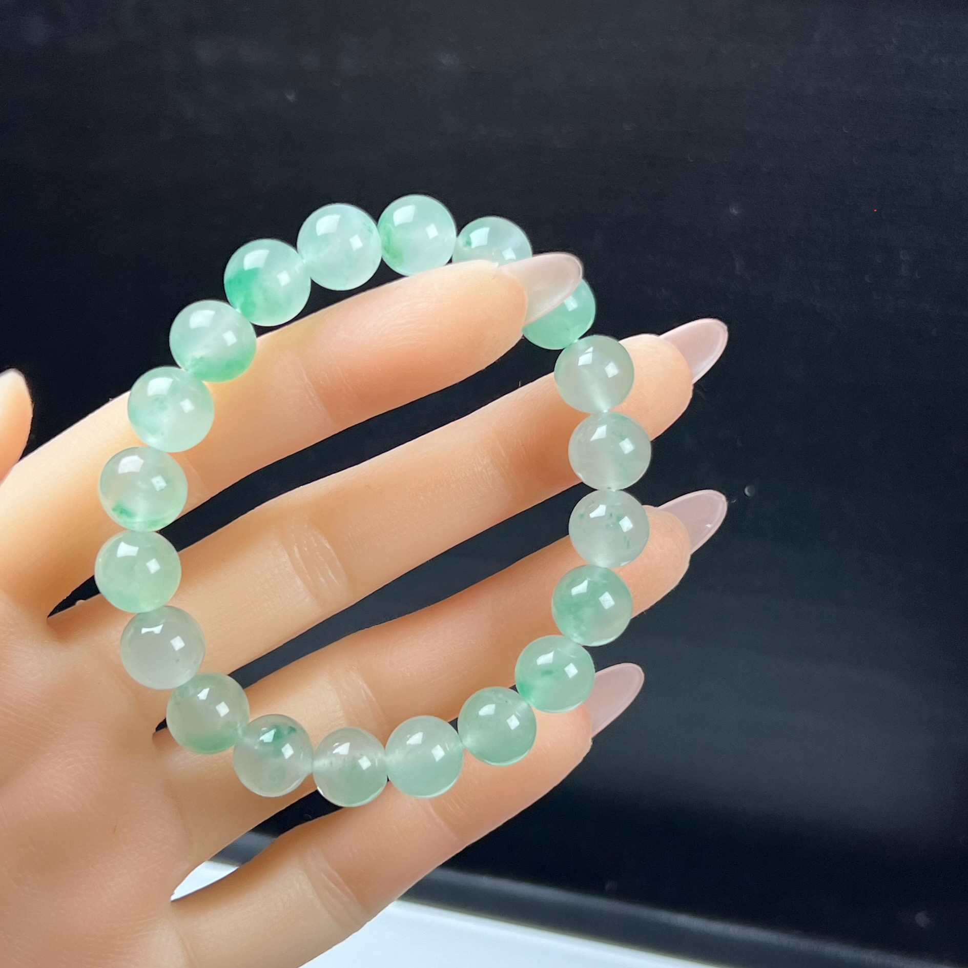 天然玉石精品高冰飘翠绿色非洲翠玉佛珠10mm玉石手串手链正品送礼