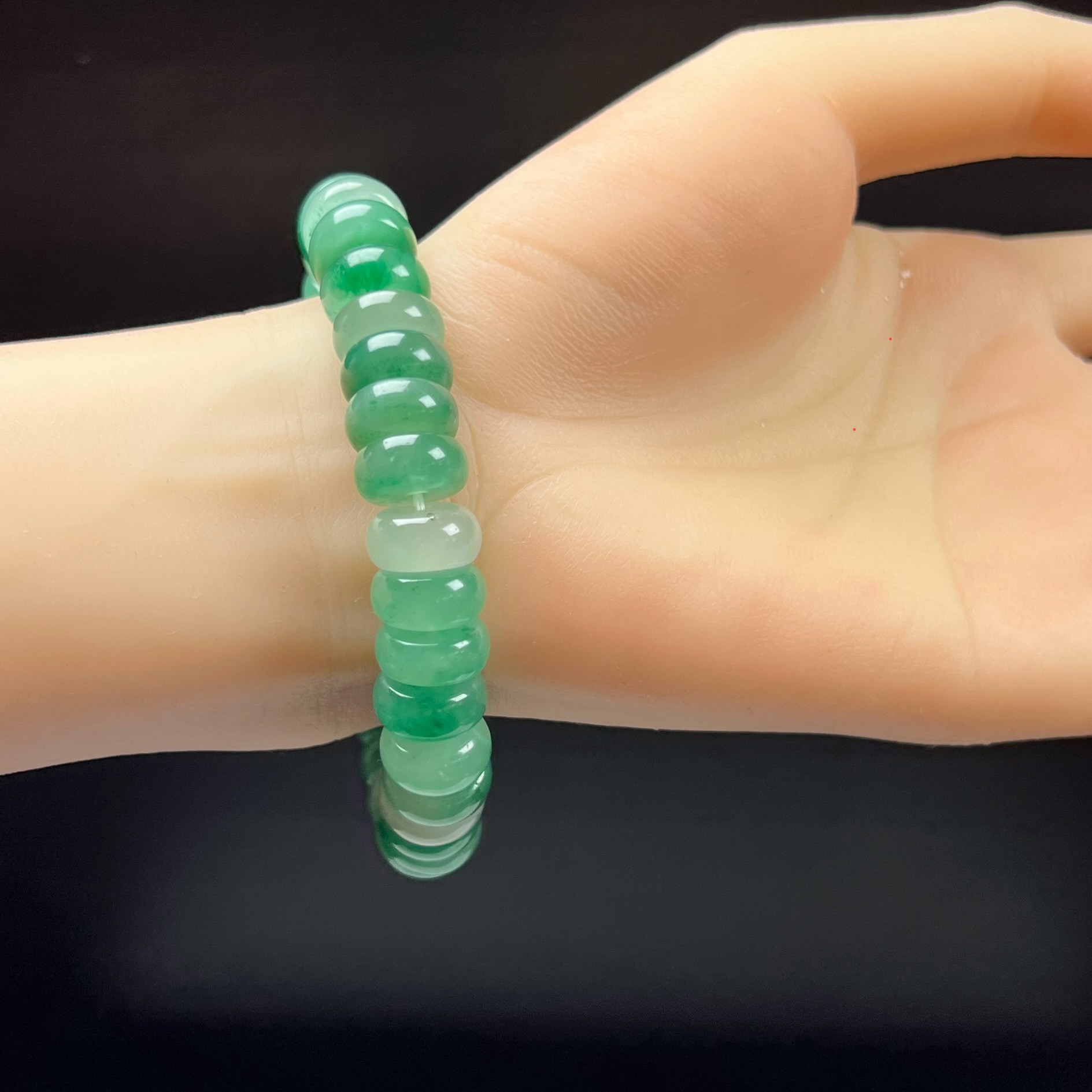 天然玉石正品高冰飘翠绿色非洲翠玉算盘珠12mm手串手链精打细算