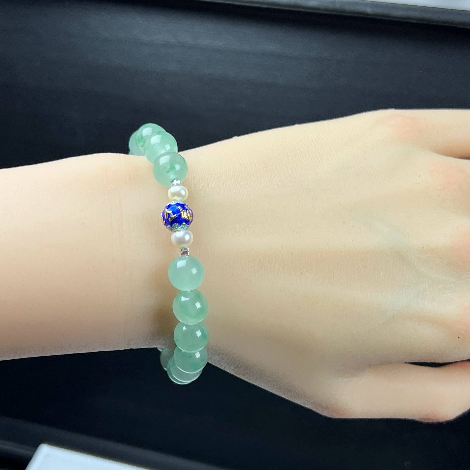 天然玉石精品珠宝高冰飘翠绿色非洲翠玉佛珠9mm手串手链手饰正宗