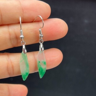 纯天然真玉耳环高冰飘翠绿色非洲翠玉玉石耳坠耳环独龙玉正品送礼