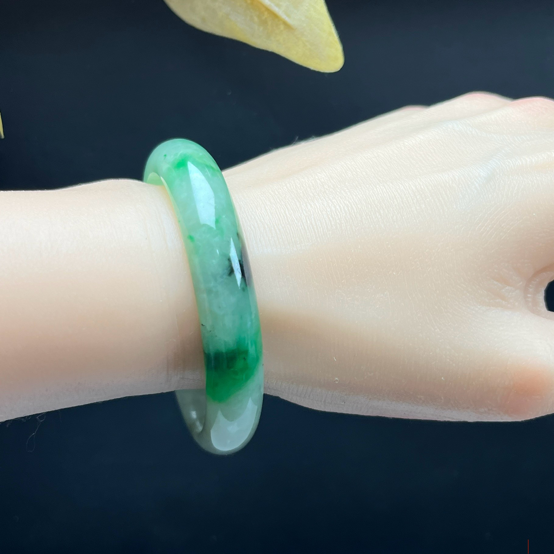 瑞皇翠 天然缅甸翡翠玉手镯飘阳绿手镯56圈口玉镯女辣绿糯种证书