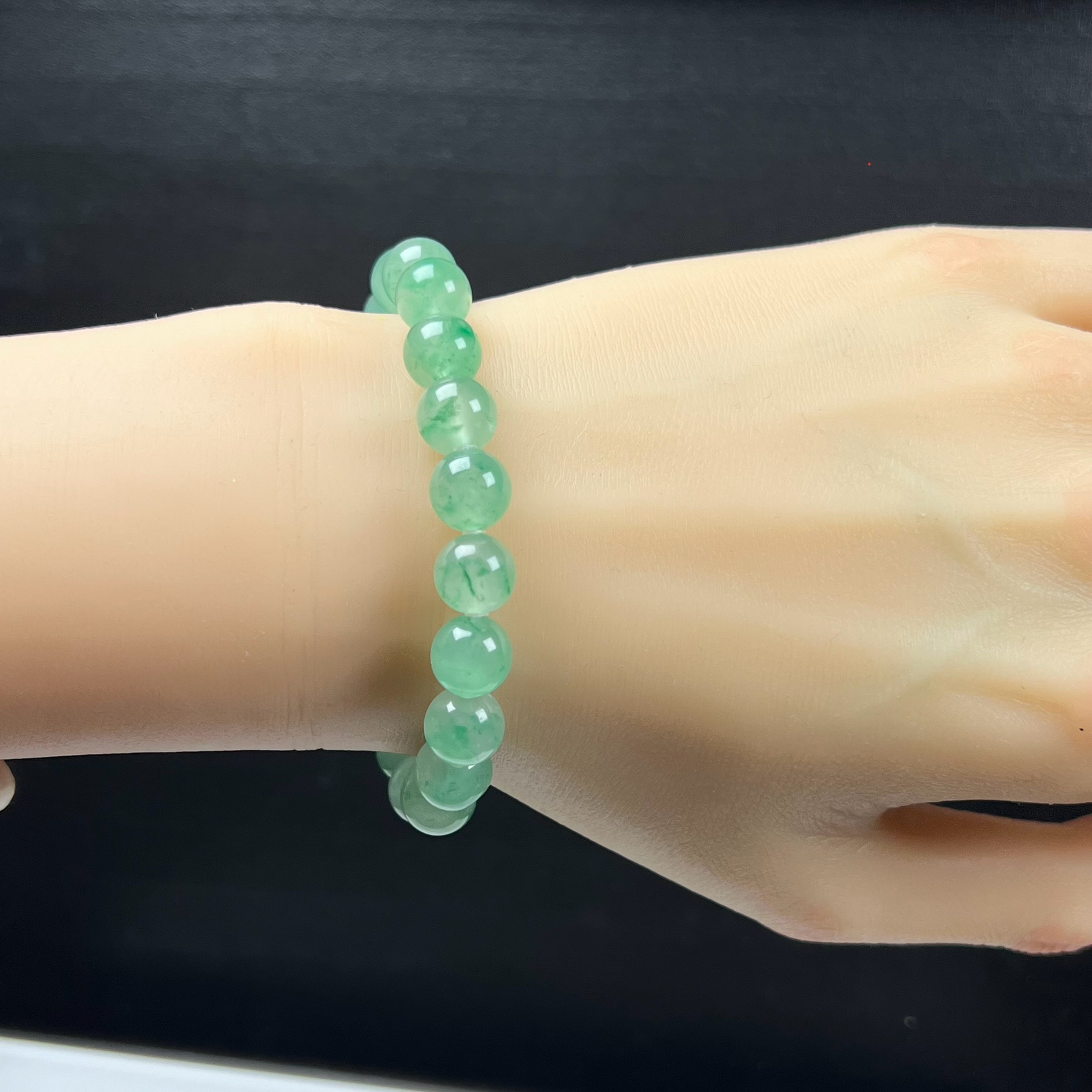 天然玉石精品珠宝高冰飘翠绿色非洲翠玉佛珠9mm手串手链手饰正宗